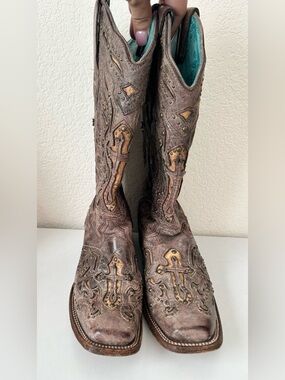 Corral Vintage C2849 Handmade Leather Square Toe Boots 7.5M